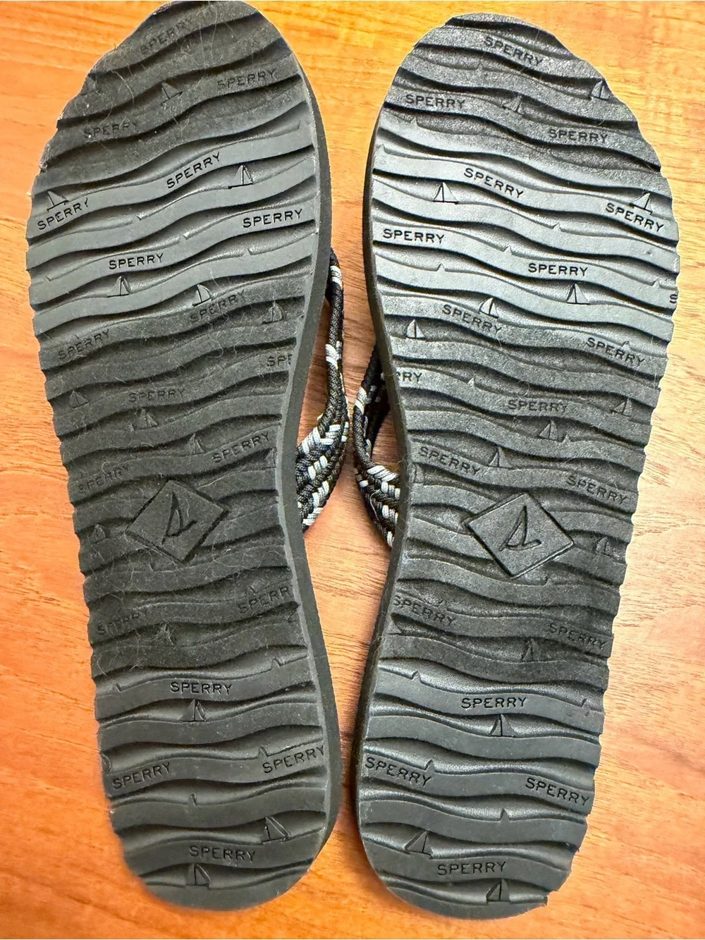 Sperry Kids Black and White Braided-Strap Flip Flops